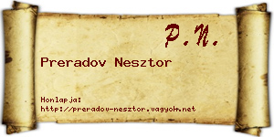 Preradov Nesztor névjegykártya